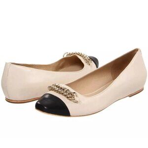 ELIZABETH AND JAMES | Gwen Flats Black Beige chain gold Sz 7.5B